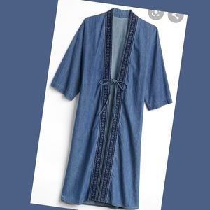 GAP indigo embroidered kimono jacket